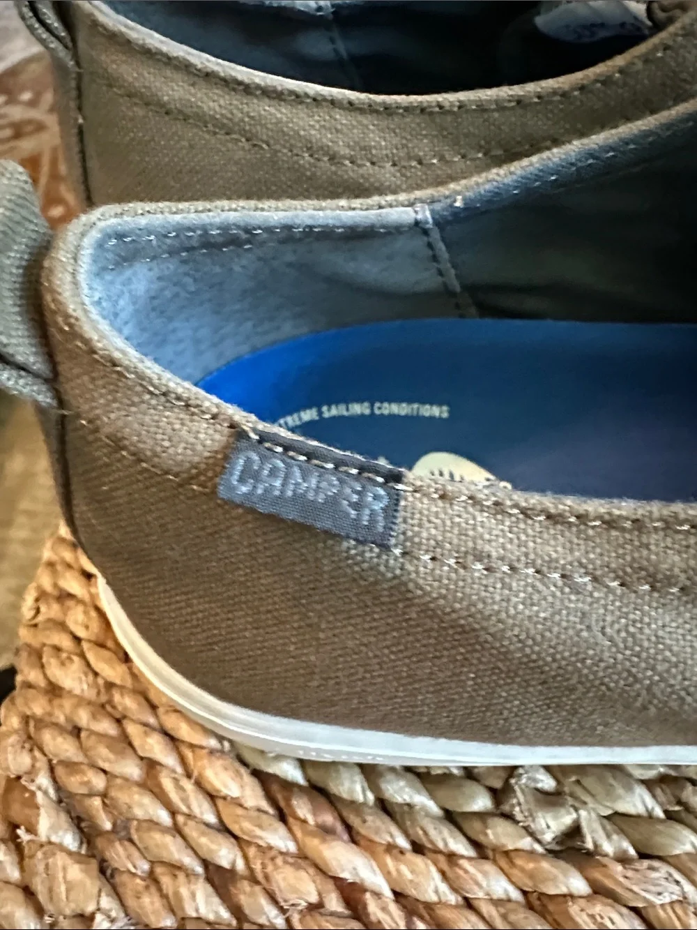 Camper Olive Canvas Low-Top Sneakers with White Laces- men’s size 13